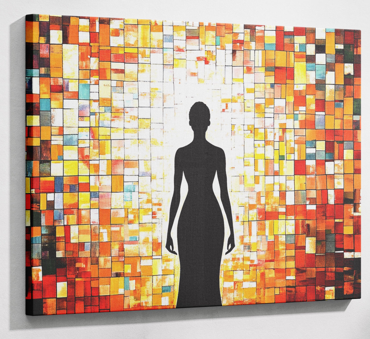 Black Woman Stained Glass African American wall art canvas print with visible wall art format