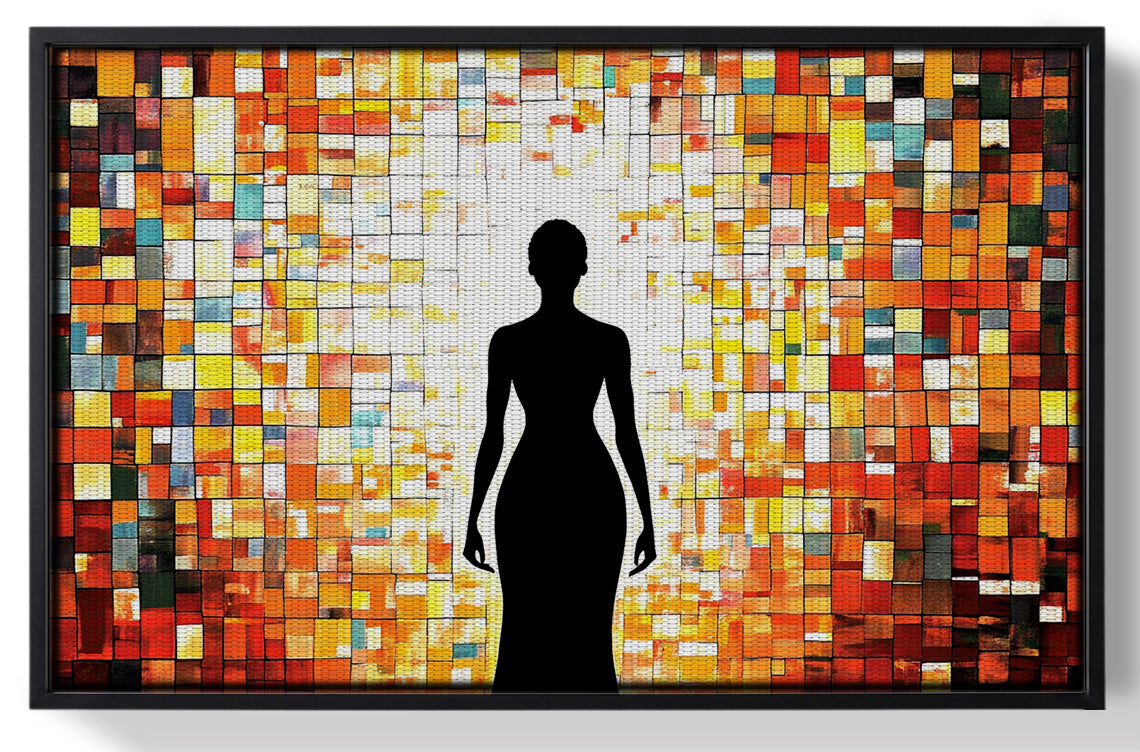Framed Black Woman Stained Glass African American wall art for home decor