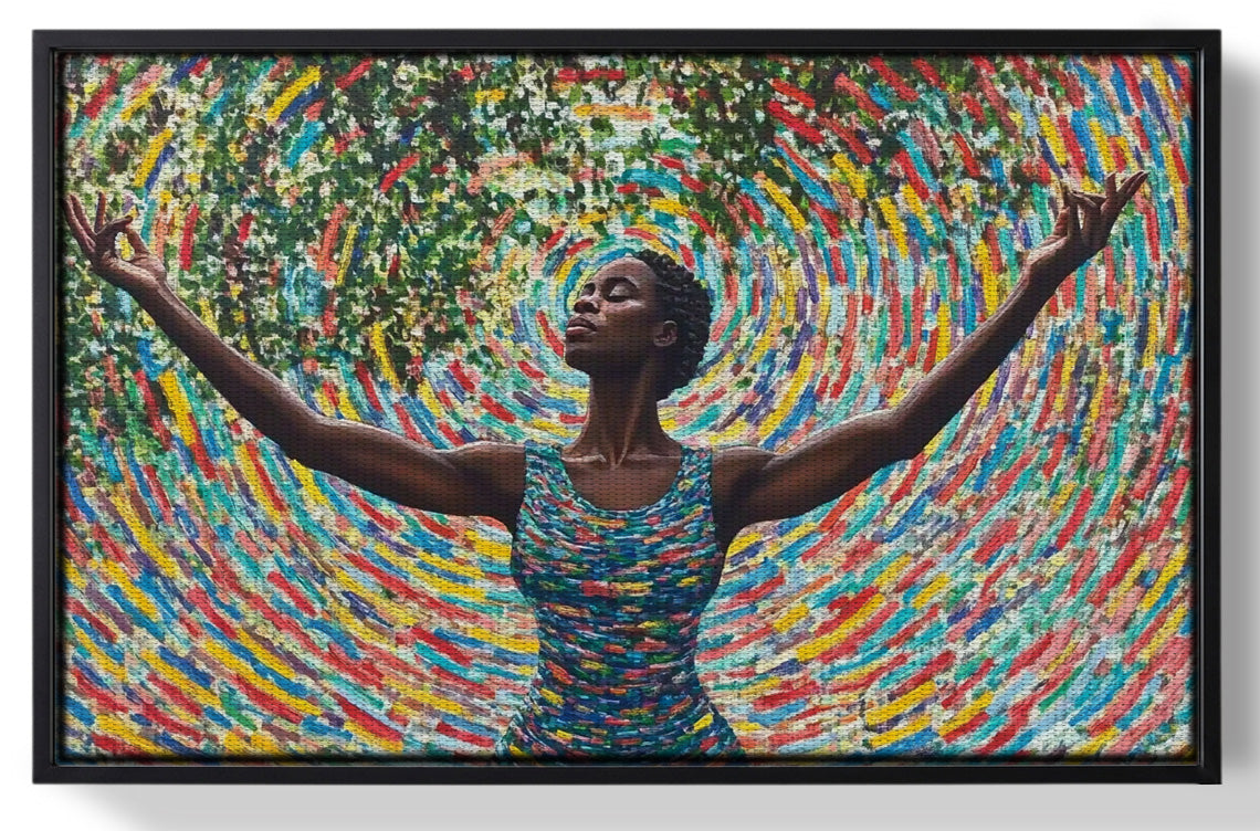 Framed Black Woman Colorful Abstract African American wall art for home decor
