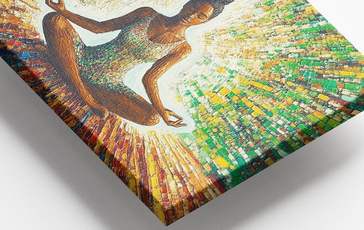 Close-up of Black Woman Green Meditation African American wall art detail