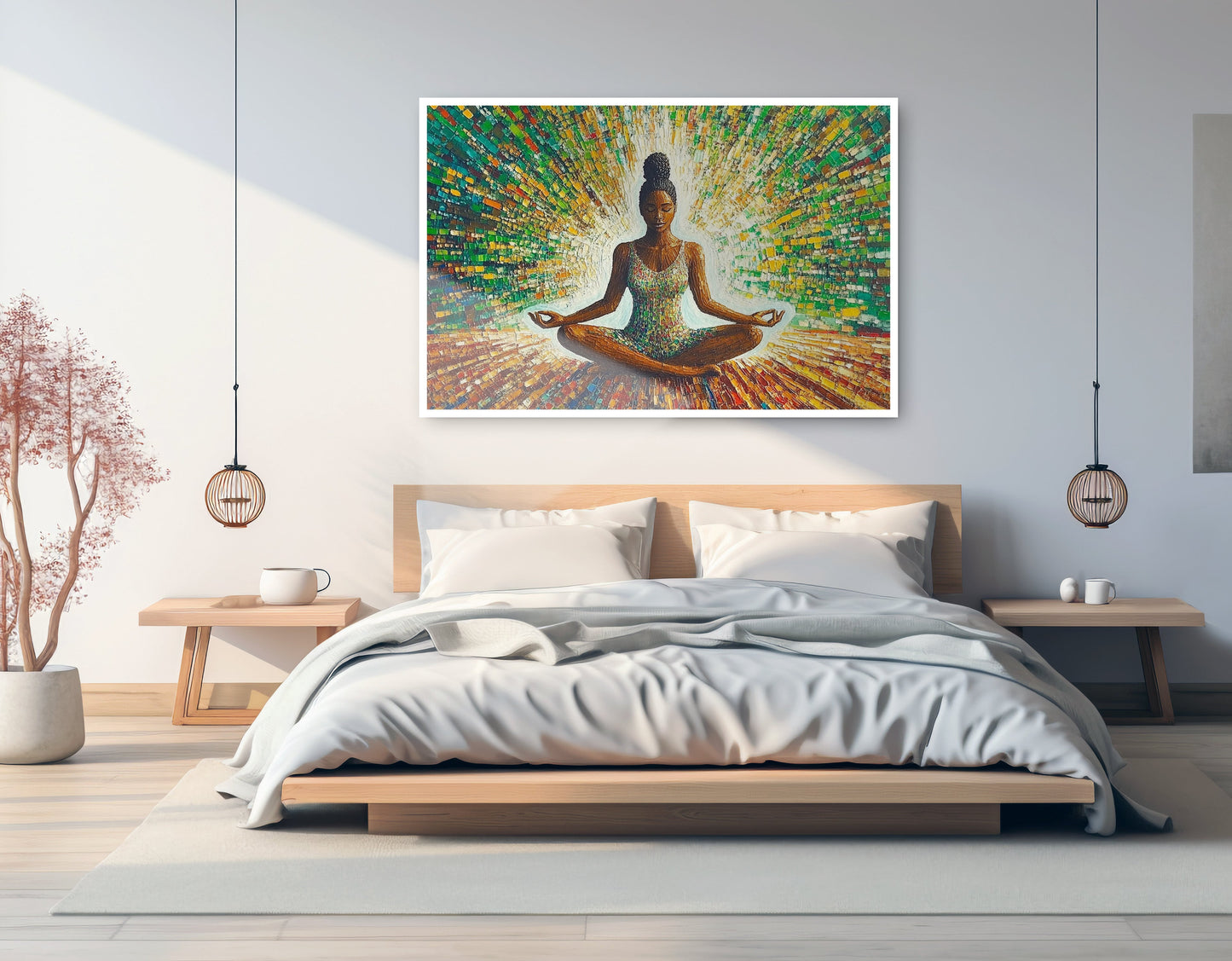 Black Woman Green Meditation African American wall art artwork view