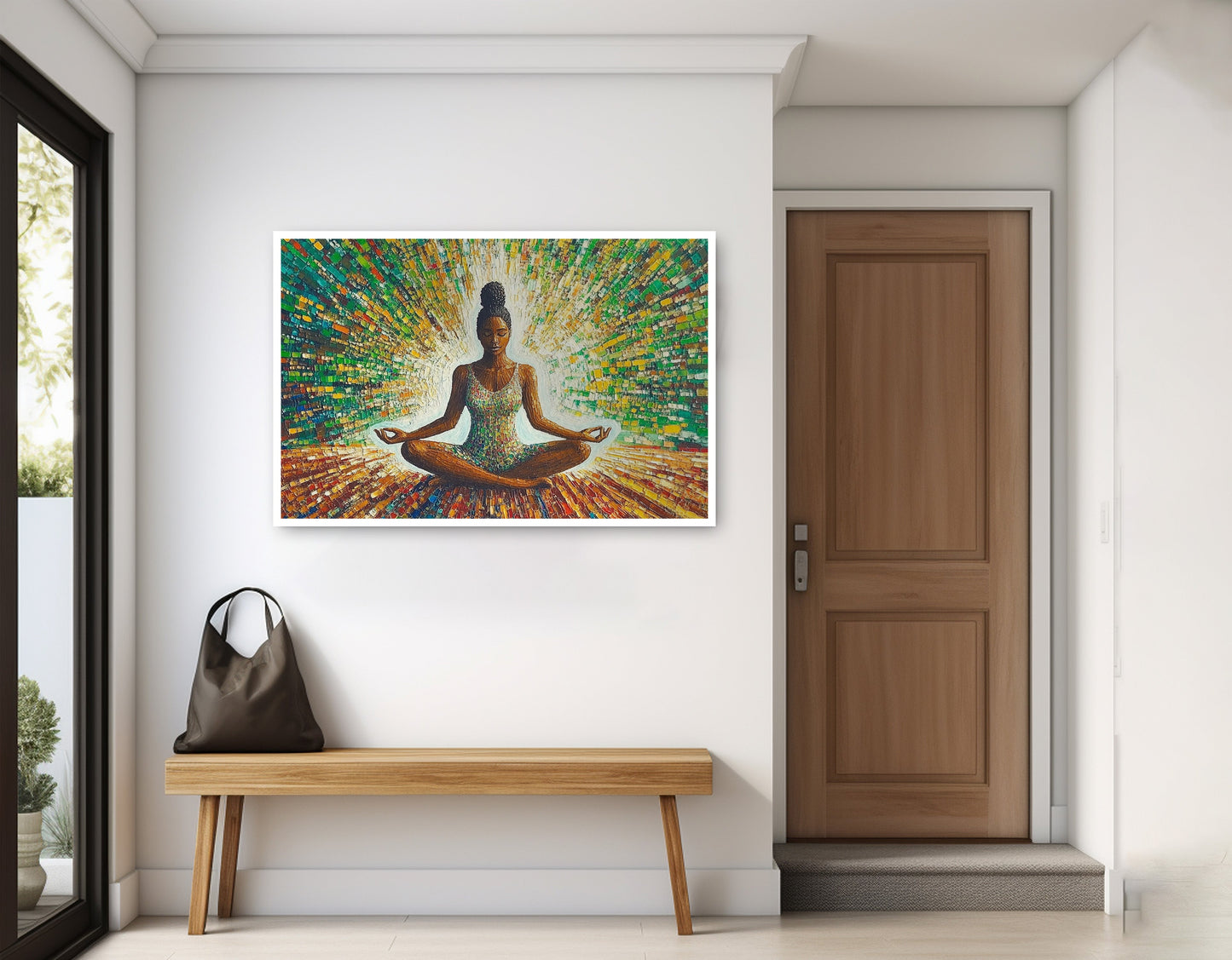 Black Woman Green Meditation African American wall art home decor view