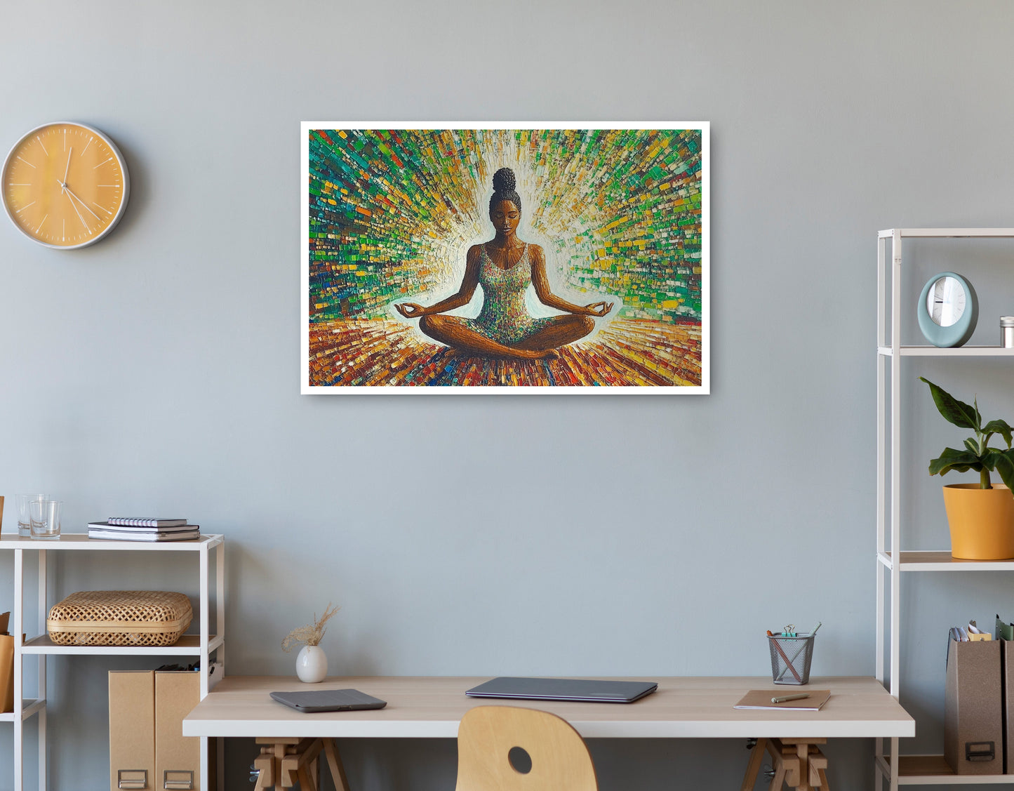 Black Woman Green Meditation African American wall art print view