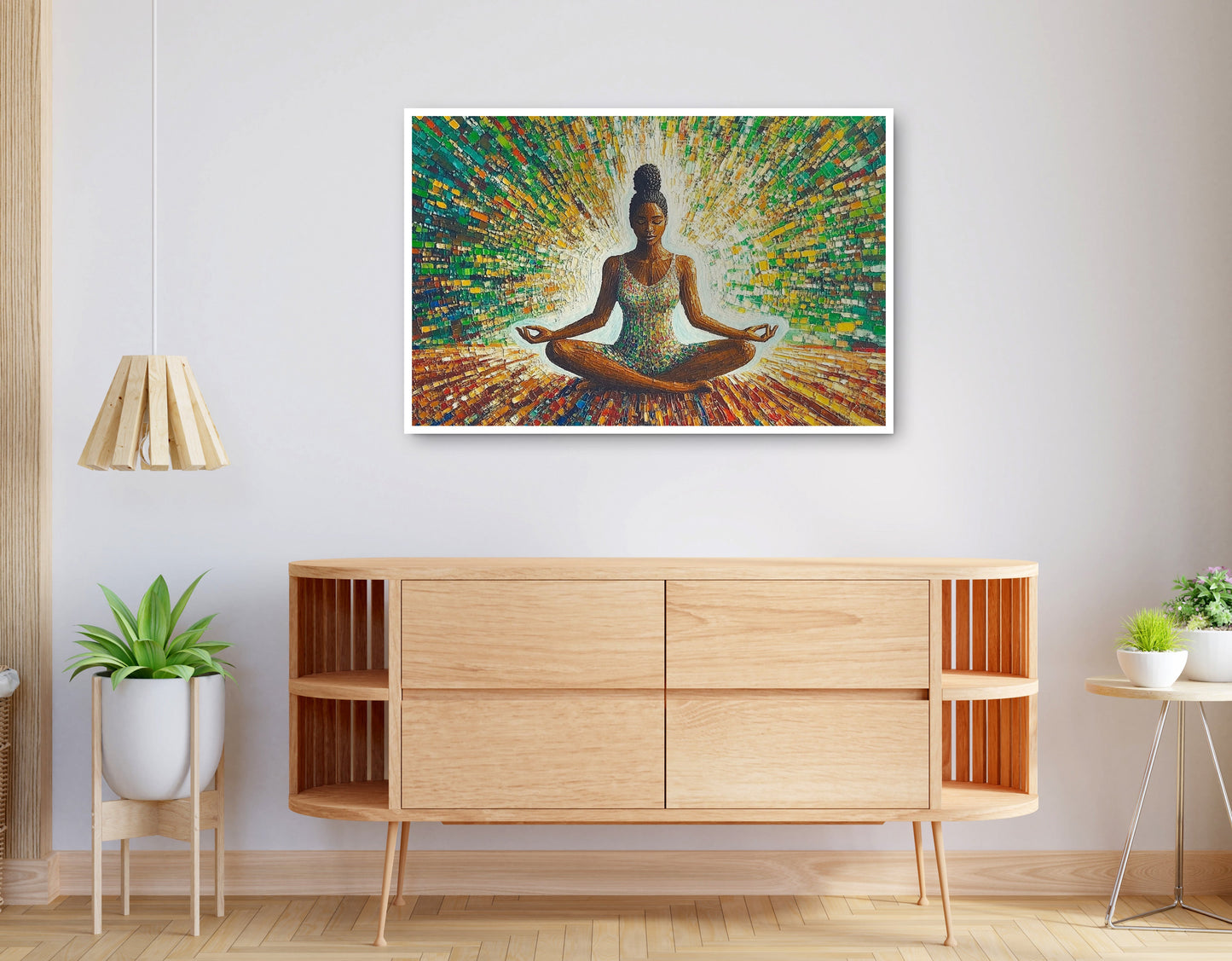 Alternate view of Black Woman Green Meditation African American wall art canvas print