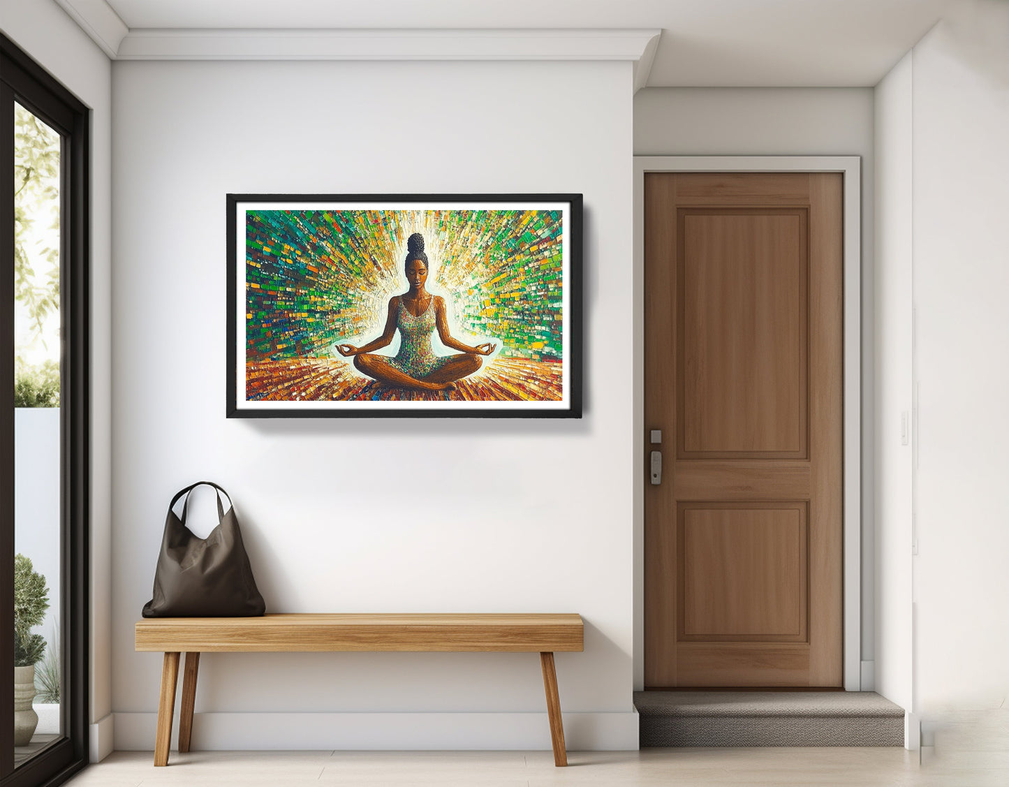 Black Woman Green Meditation African American wall art view 71