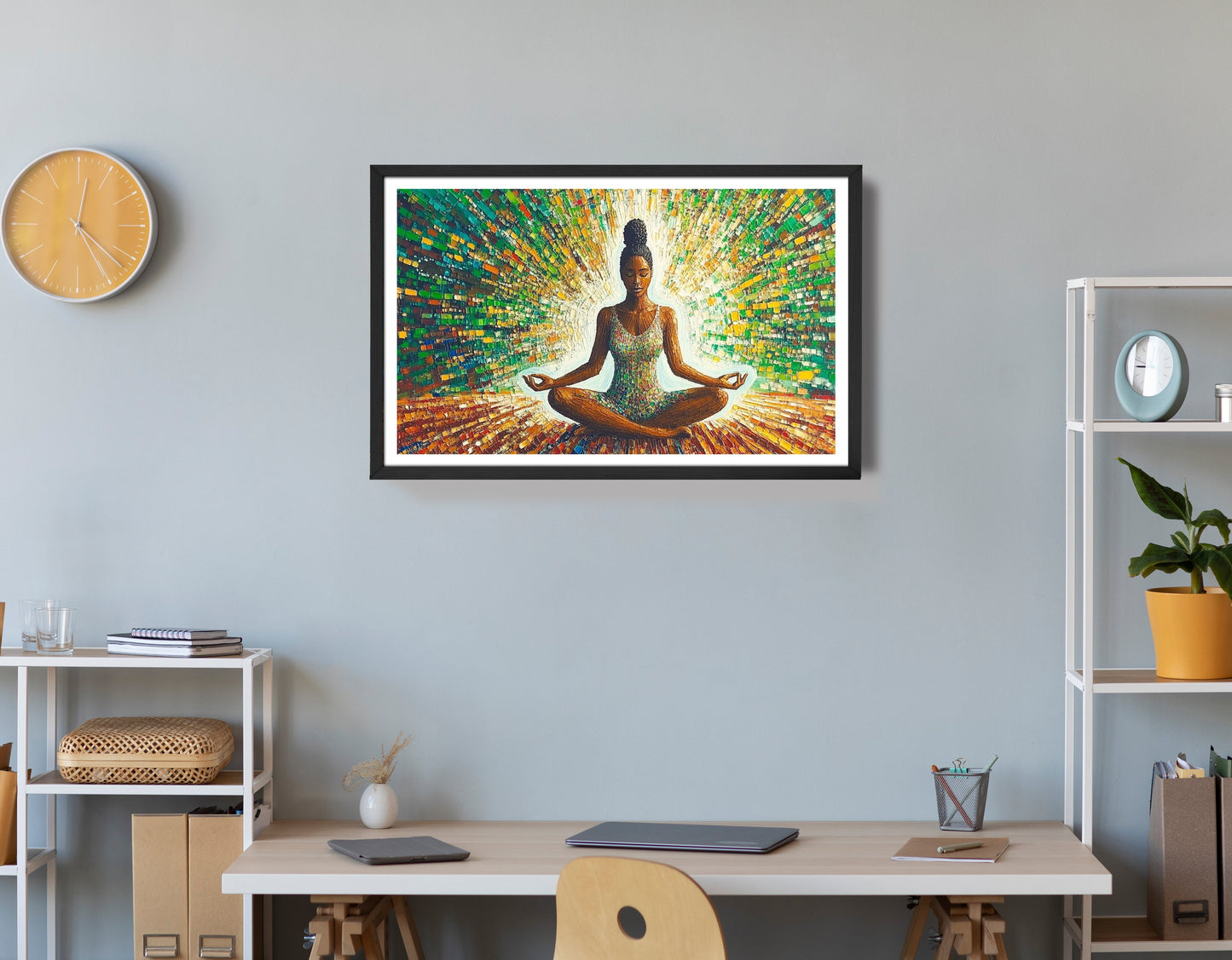 Black Woman Green Meditation African American wall art view 72