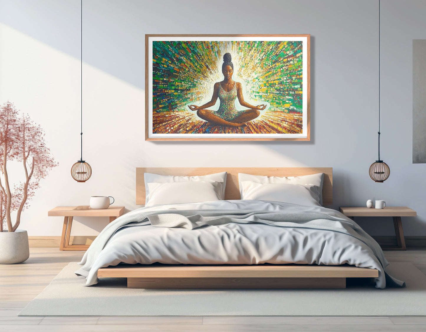 Black Woman Green Meditation African American wall art view 81