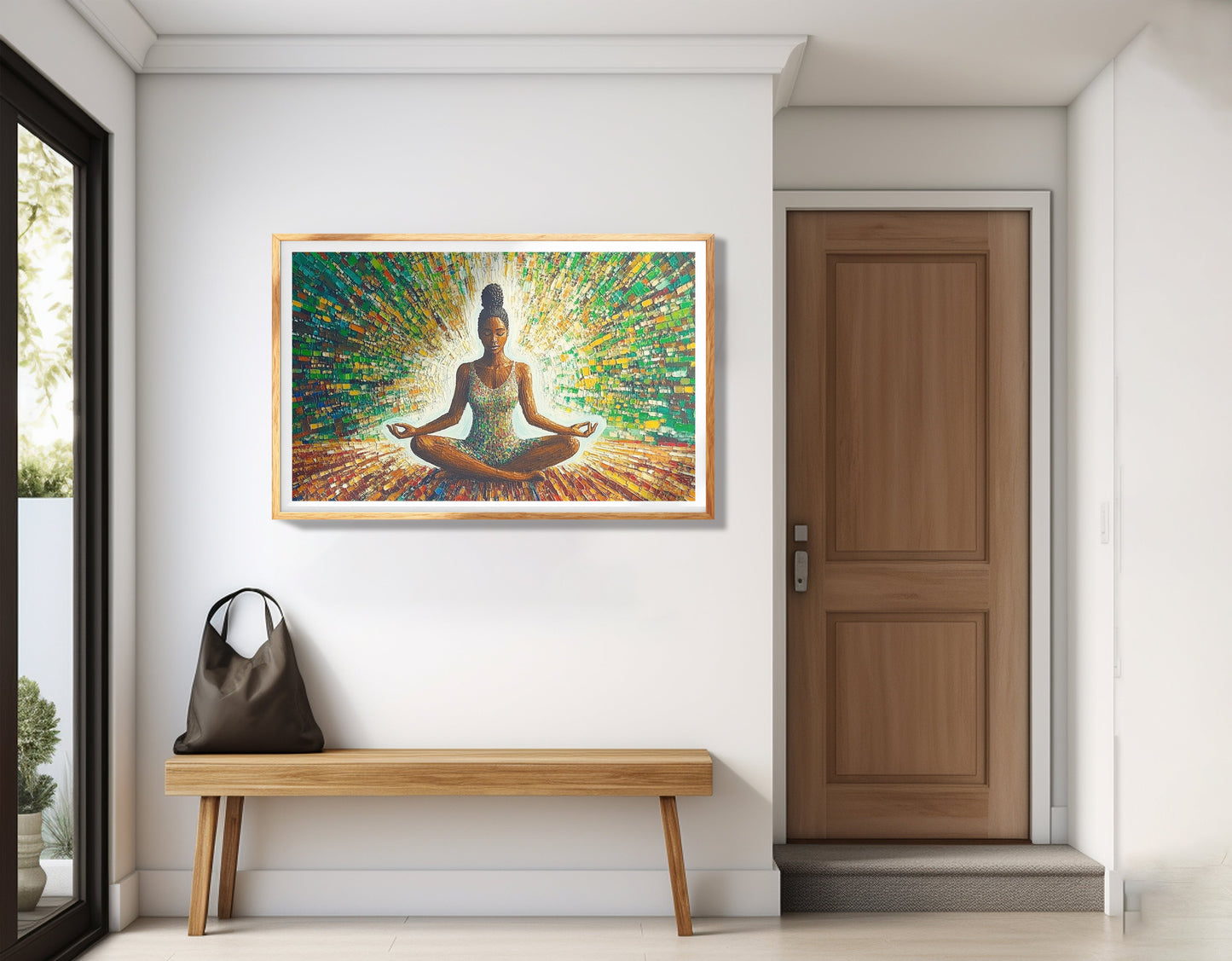Black Woman Green Meditation African American wall art view 77