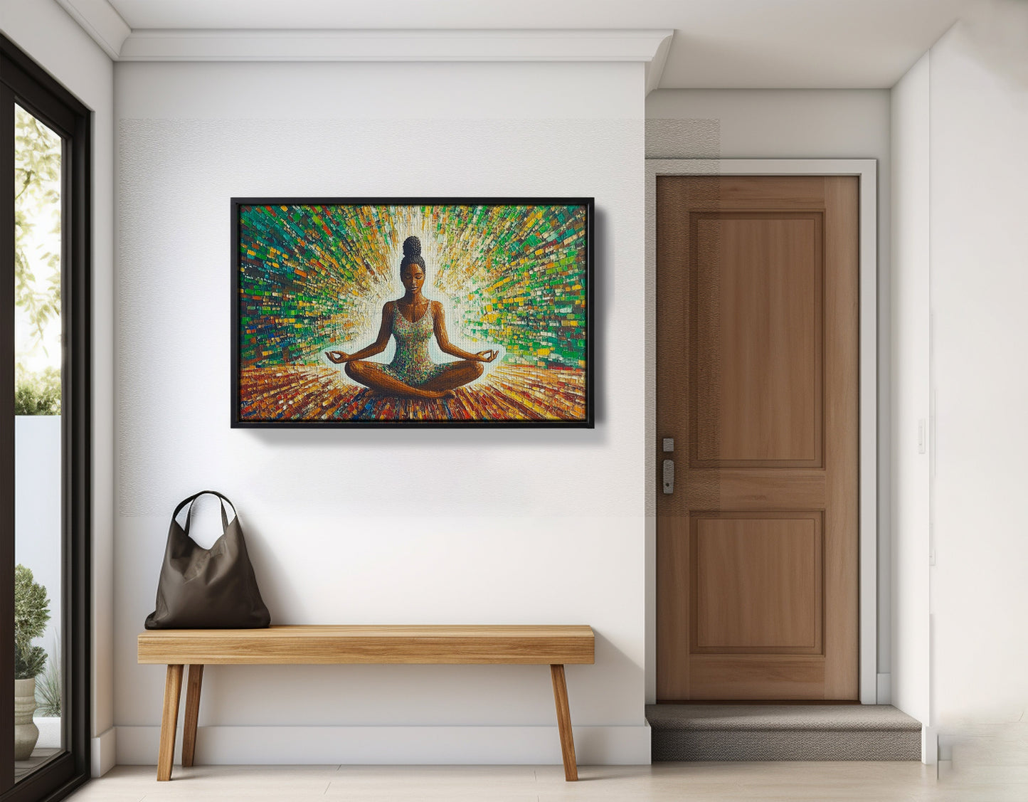 Black Woman Green Meditation African American wall art view 29