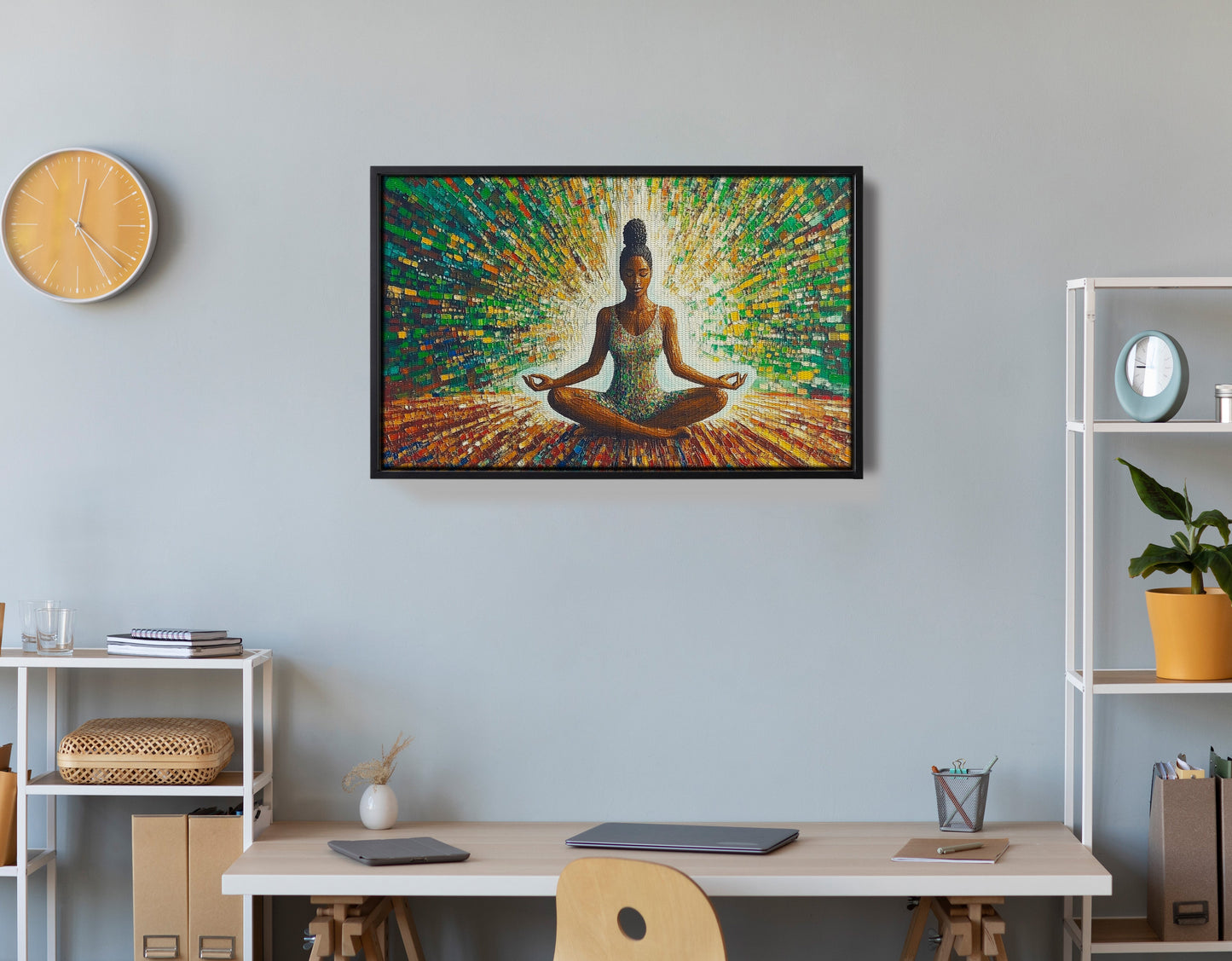 Black Woman Green Meditation African American wall art view 30