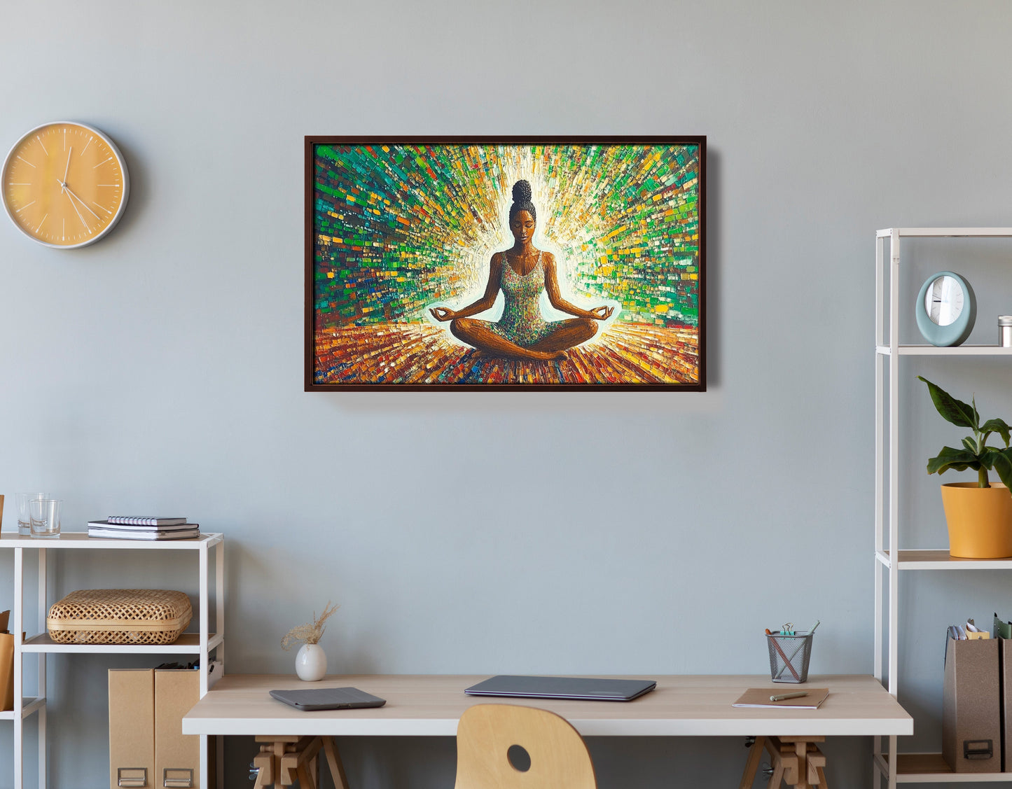 Black Woman Green Meditation African American wall art view 36