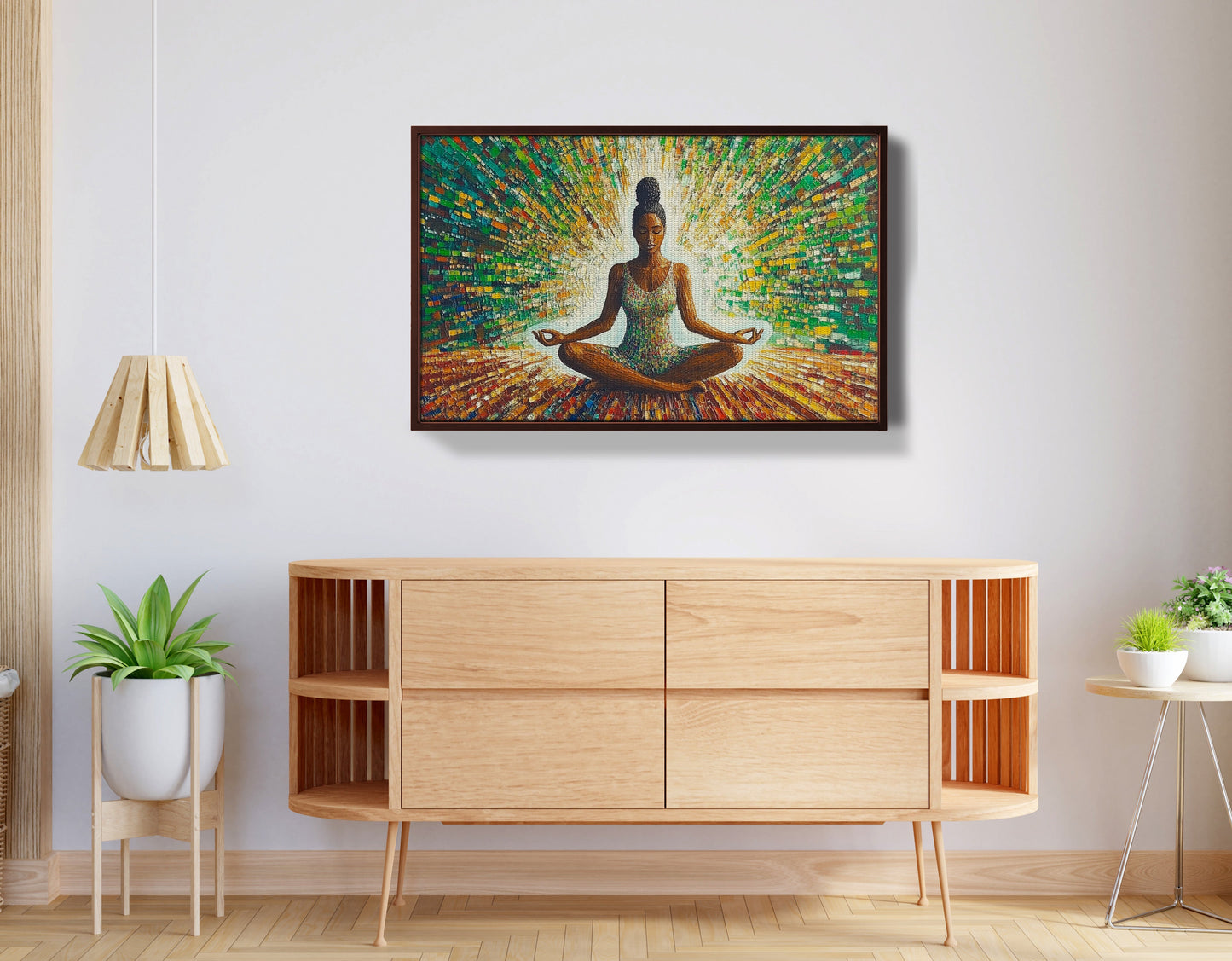 Black Woman Green Meditation African American wall art view 32