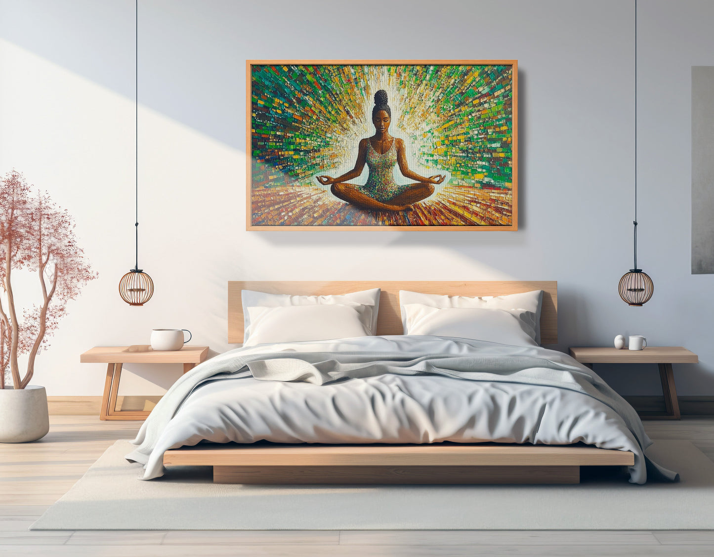 Black Woman Green Meditation African American wall art view 45