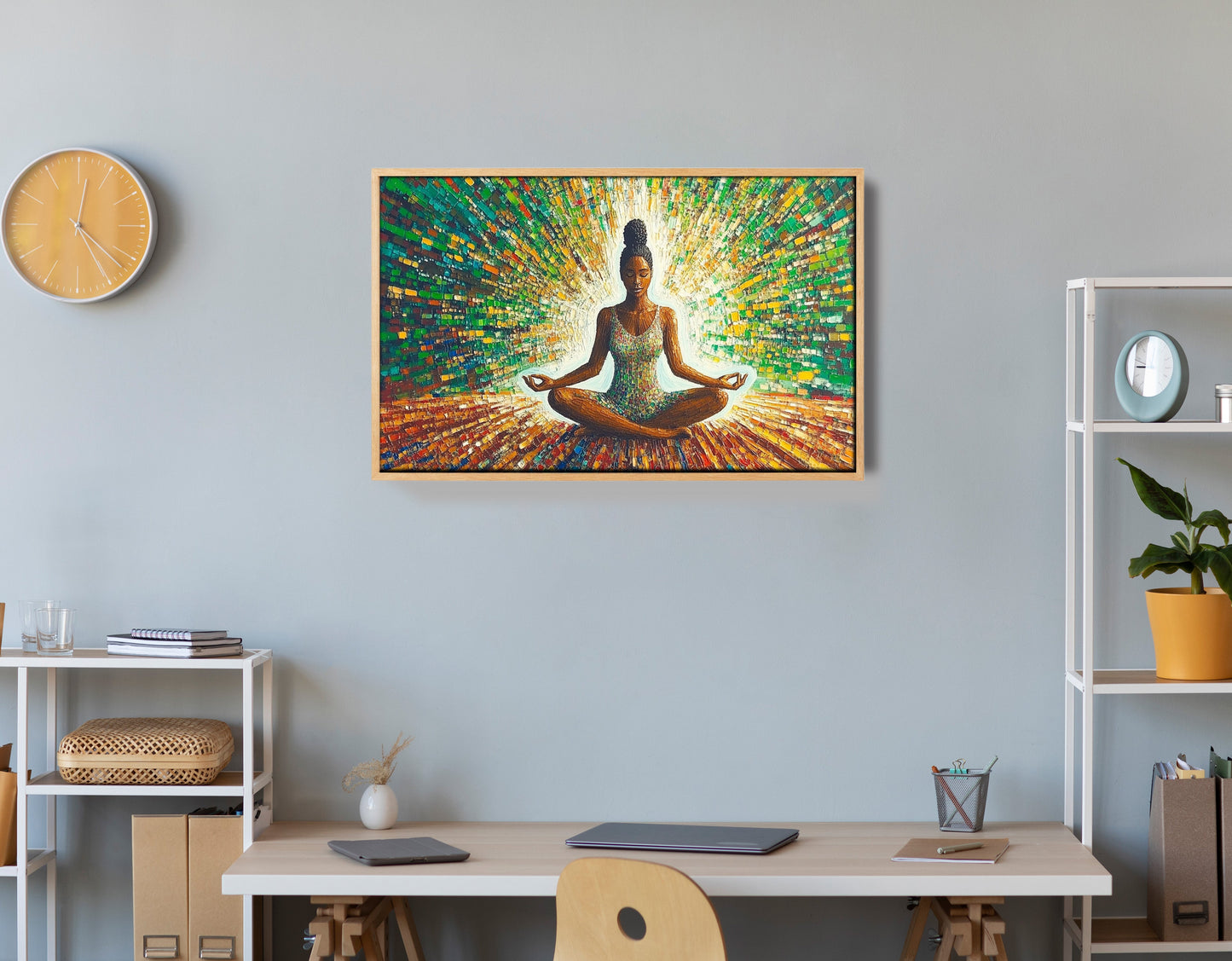 Black Woman Green Meditation African American wall art view 54