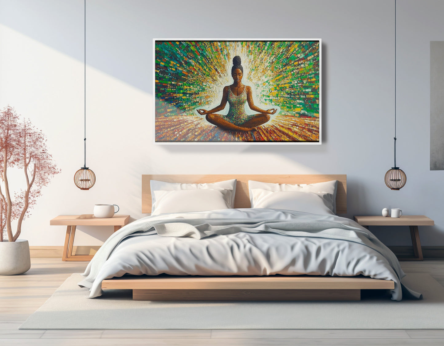 Black Woman Green Meditation African American wall art view 63