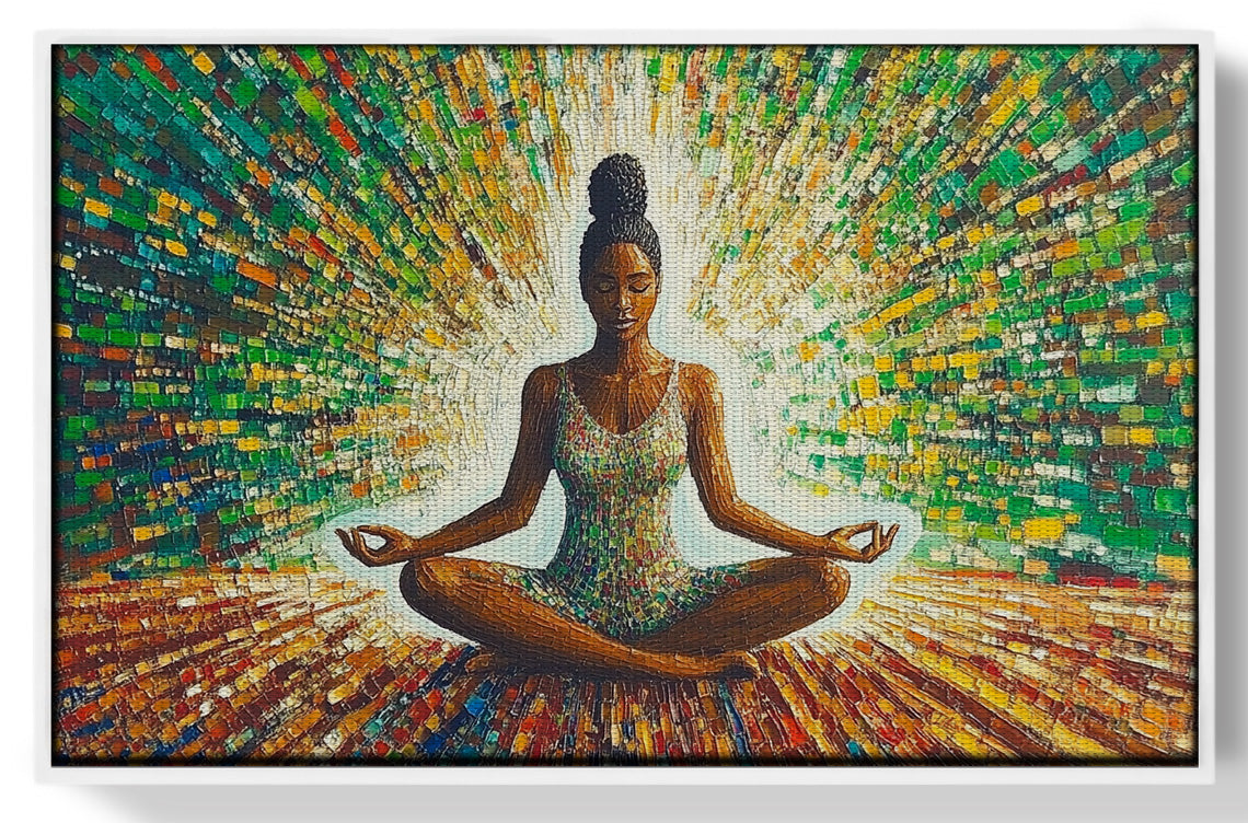 Black Woman Green Meditation African American wall art view 61