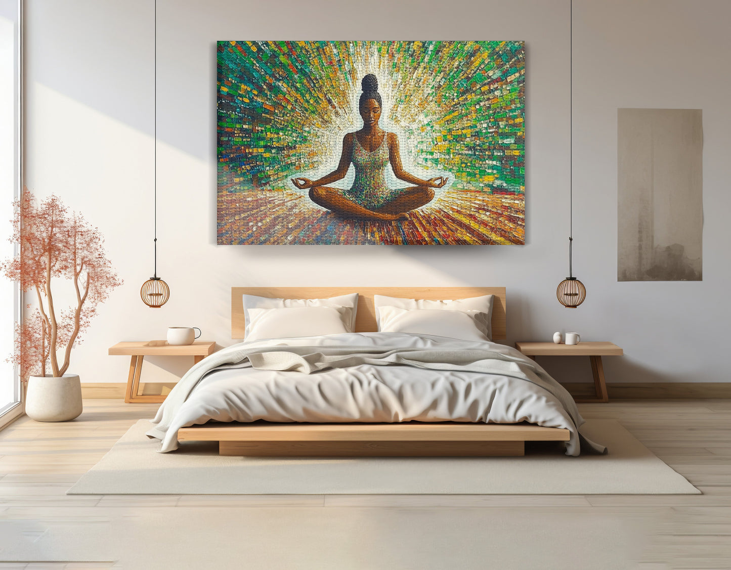 Black Woman Green Meditation African American wall art view 15