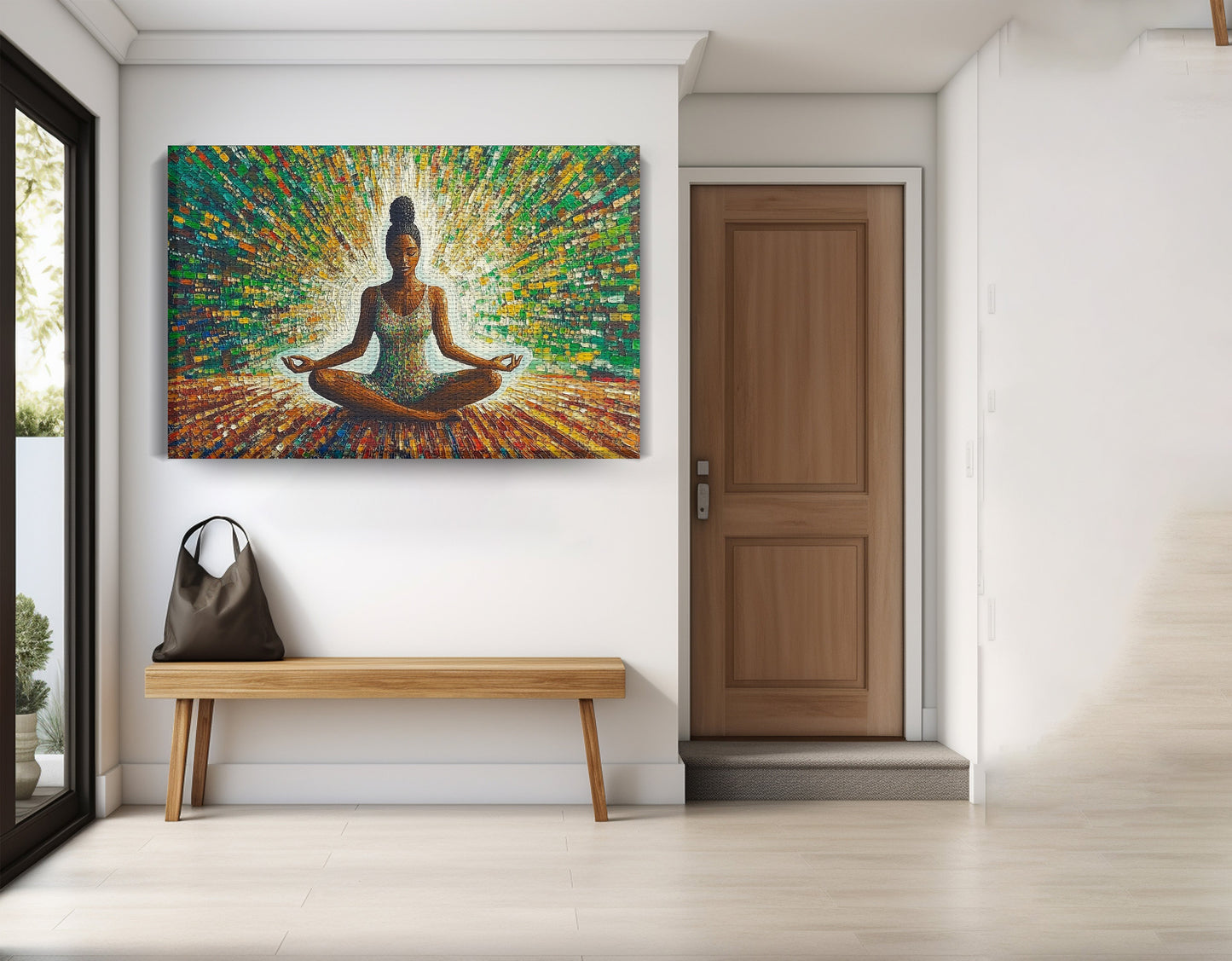 Black Woman Green Meditation African American wall art view 17