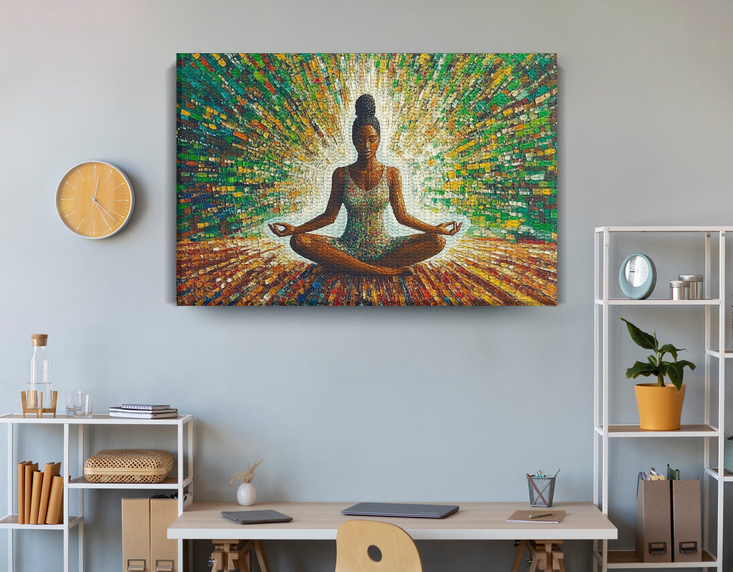 Black Woman Green Meditation African American wall art view 18