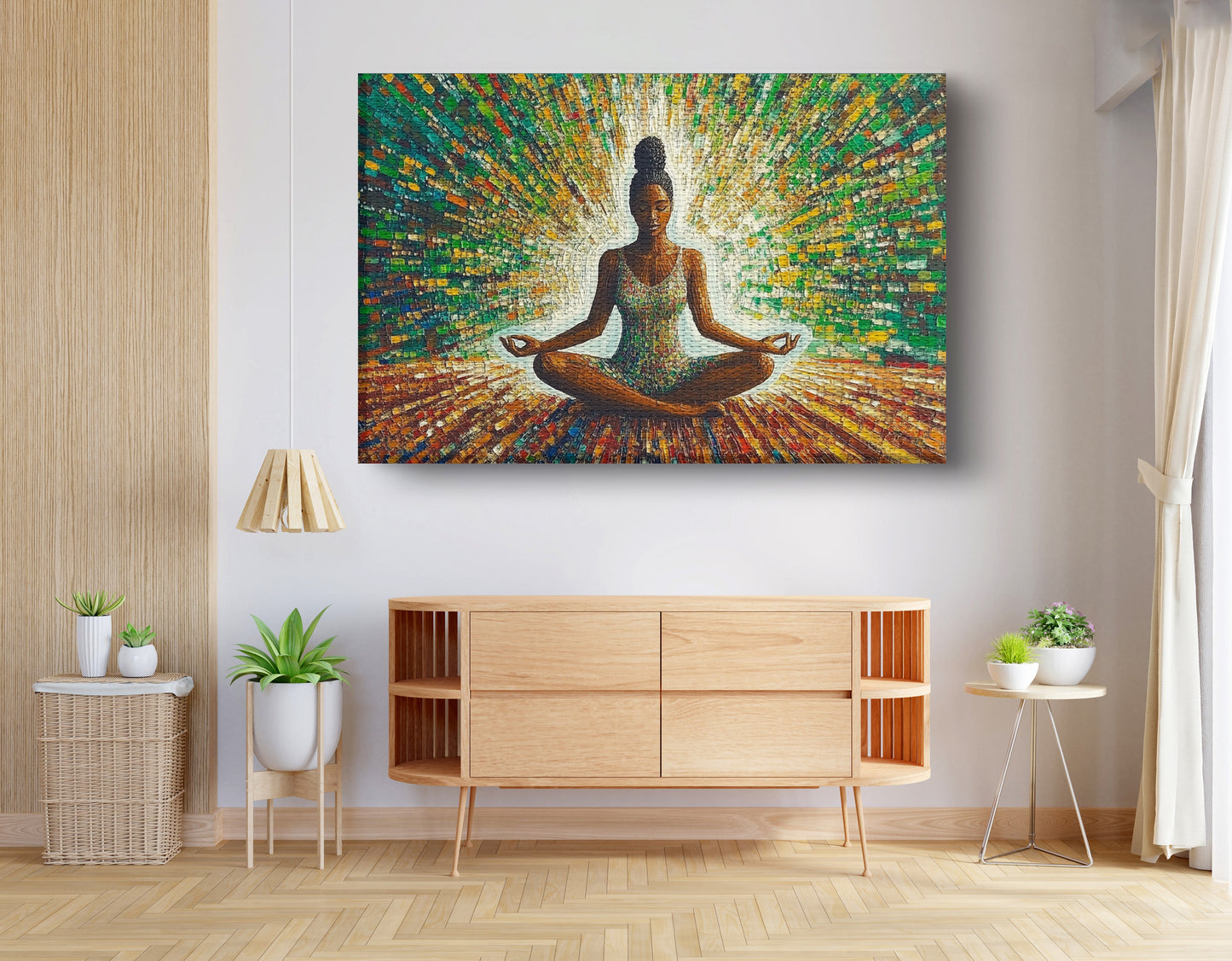 Black Woman Green Meditation African American wall art view 14