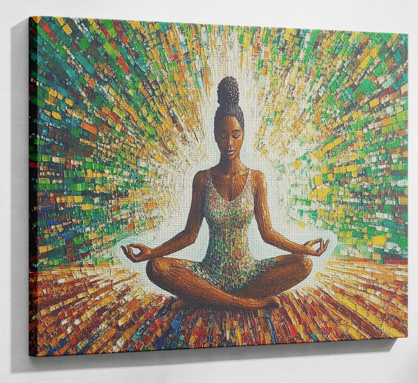 Black Woman Green Meditation African American wall art view 13