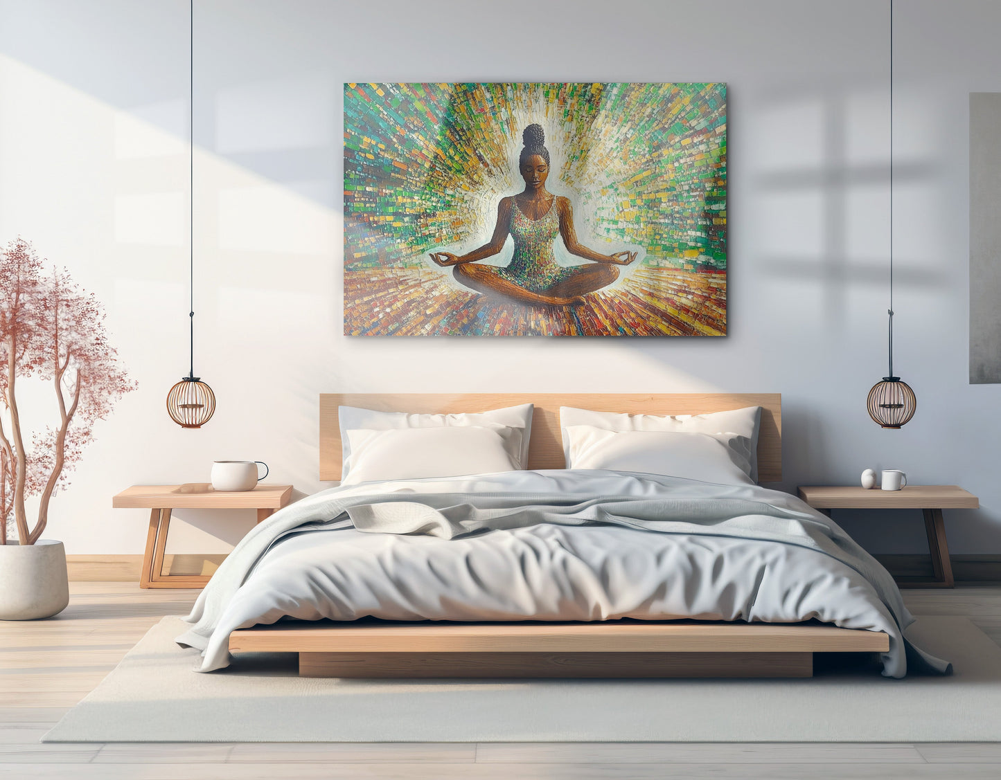 Black Woman Green Meditation African American wall art view 21