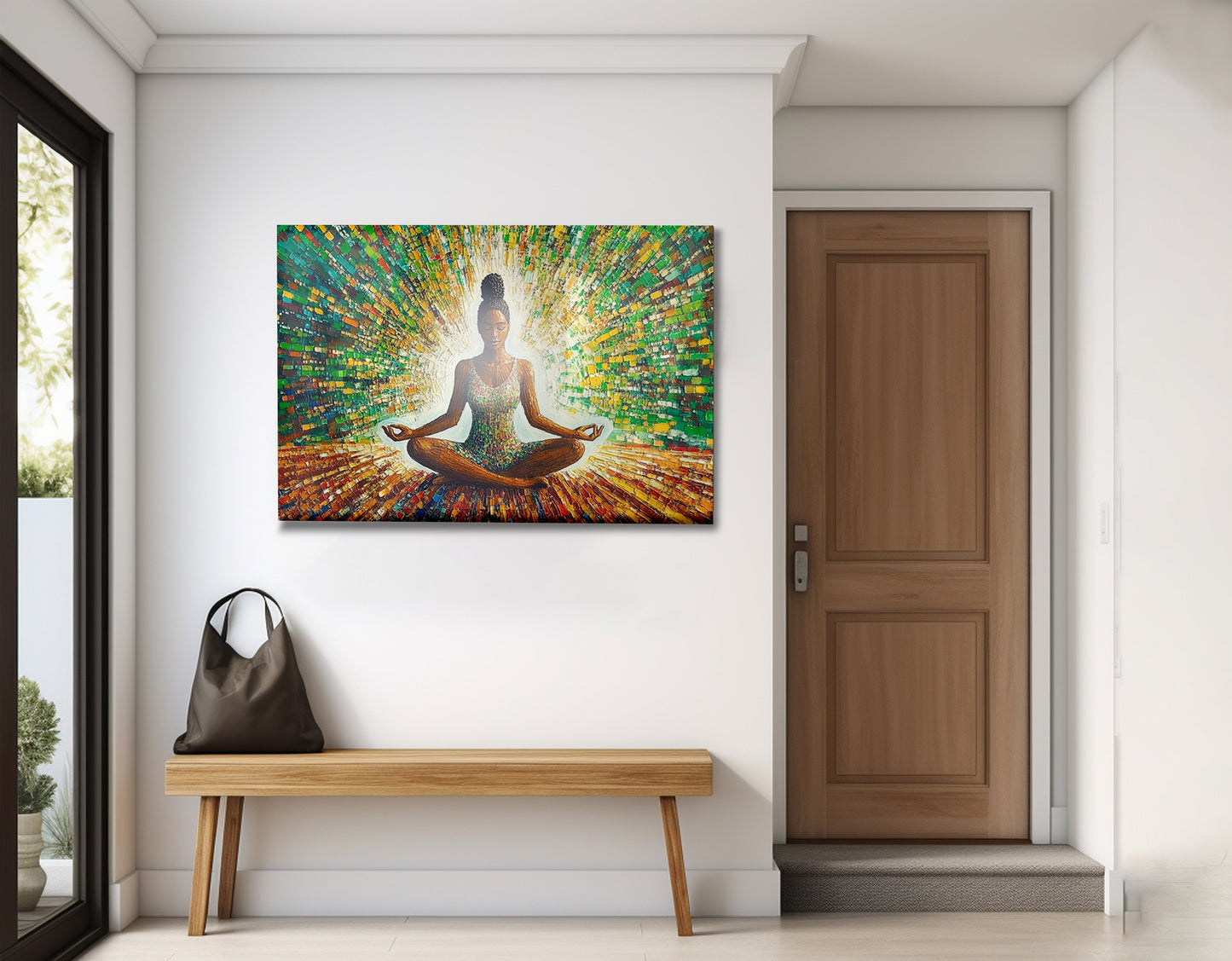 Black Woman Green Meditation African American wall art view 23