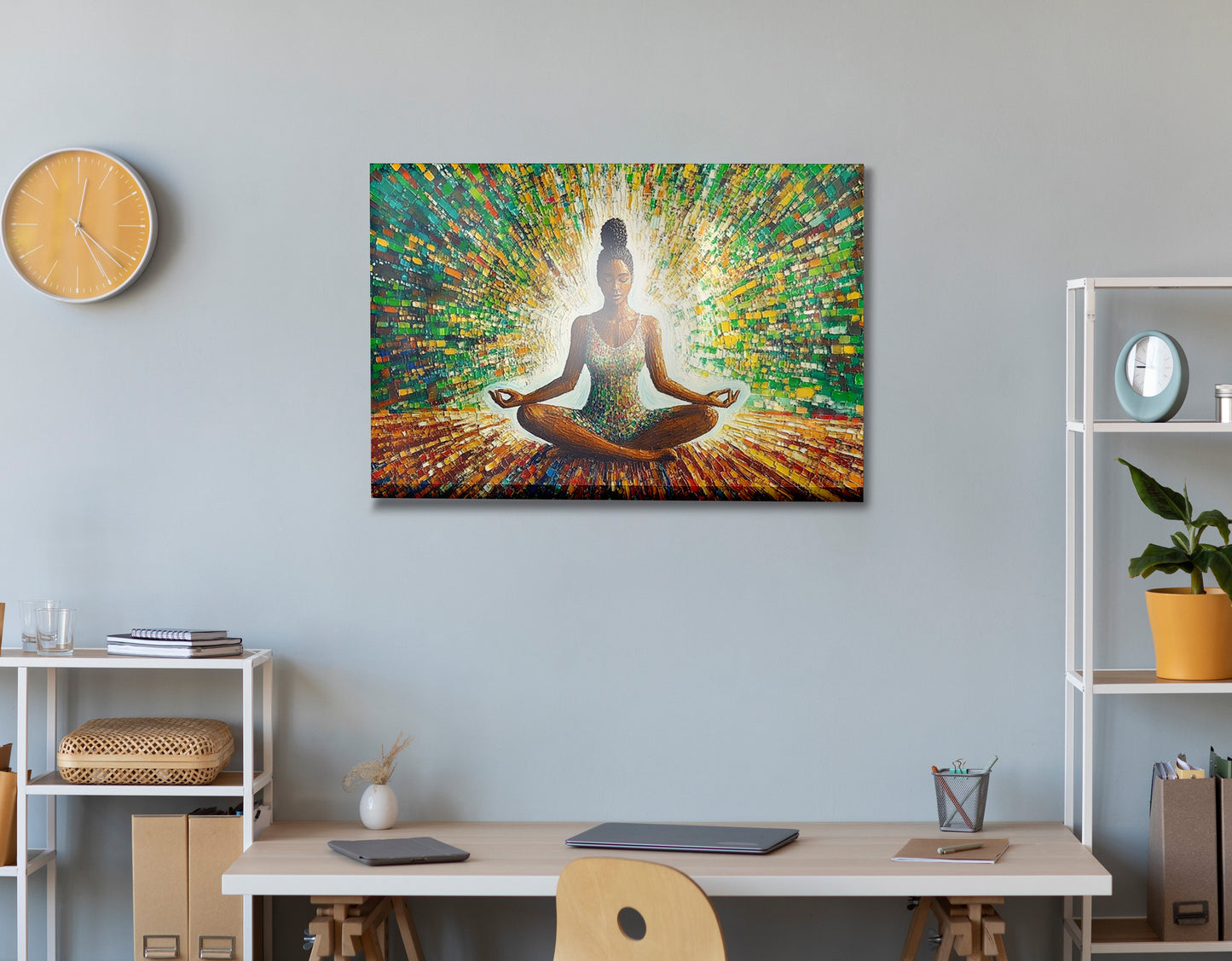 Black Woman Green Meditation African American wall art view 24