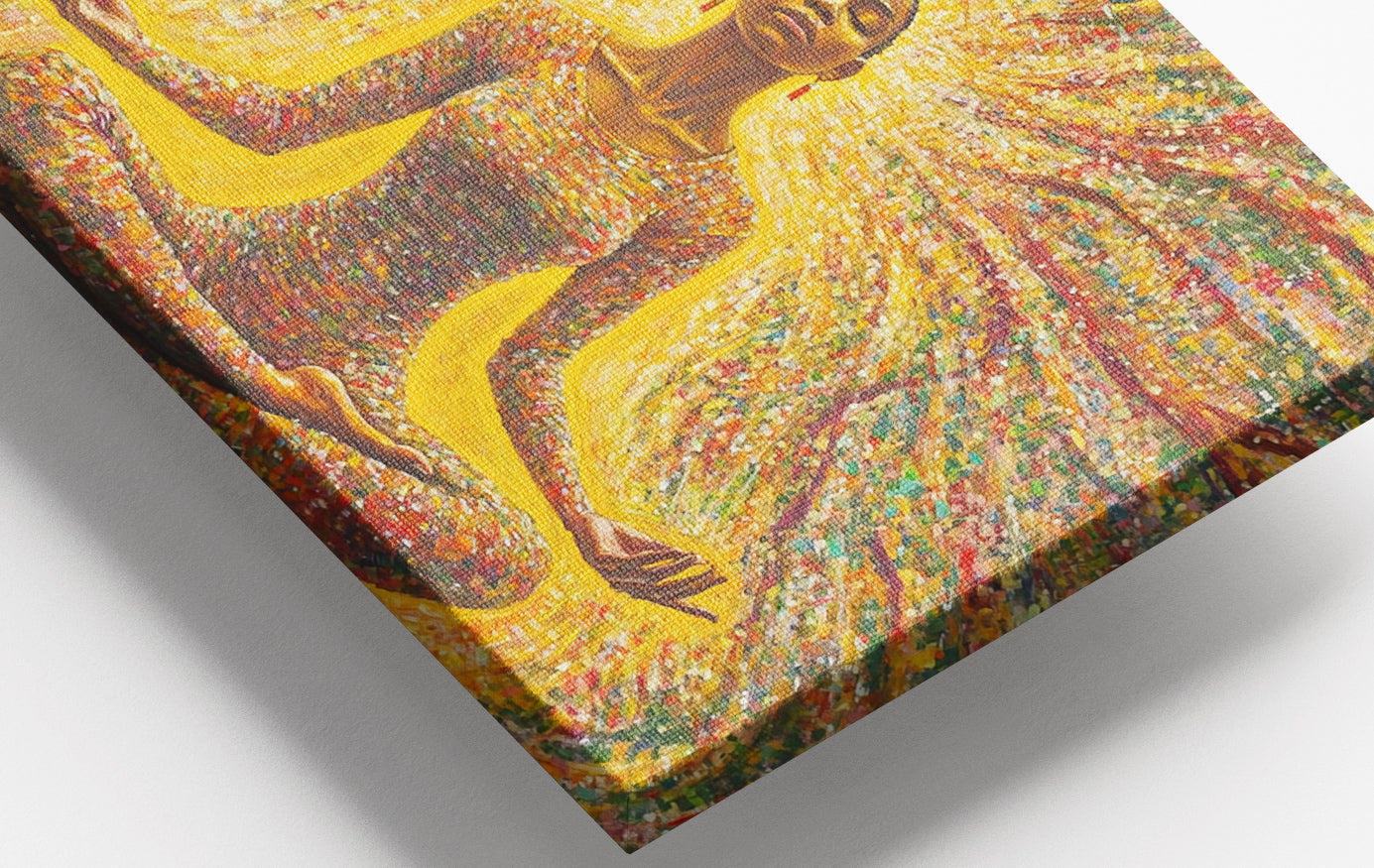 Close-up of Golden Black Woman Meditation African American wall art detail