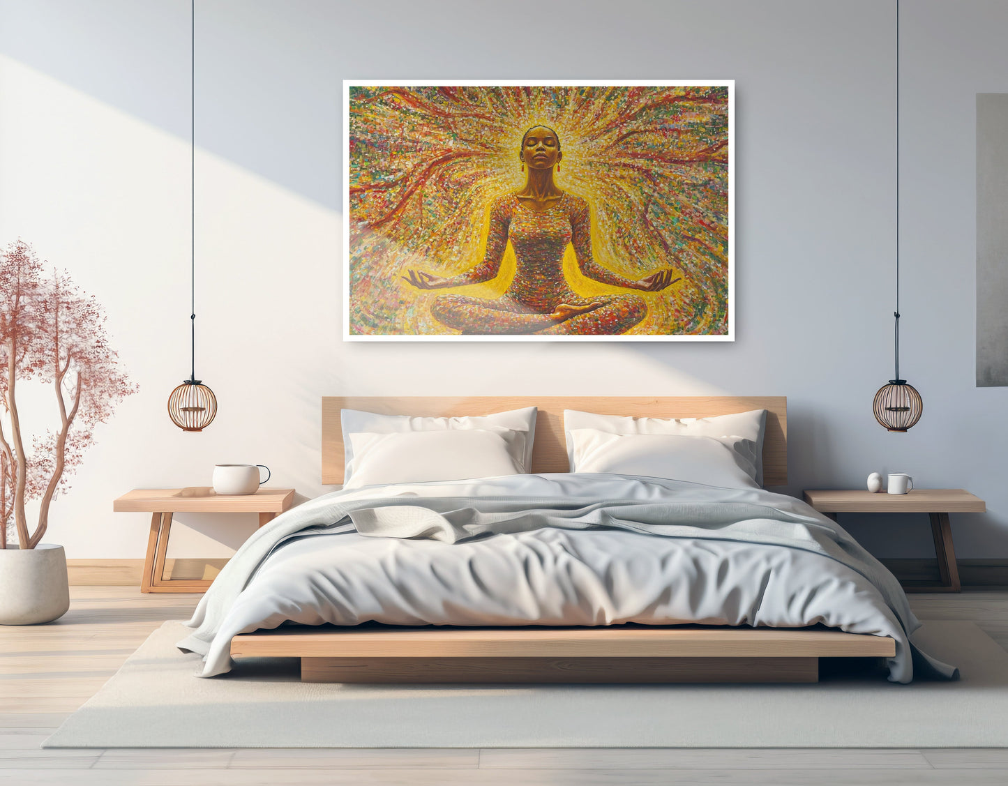 Golden Black Woman Meditation African American wall art artwork view