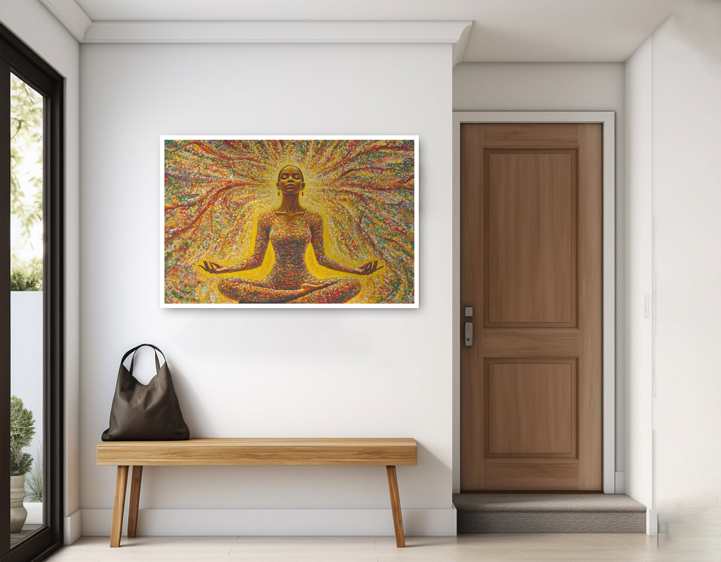 Golden Black Woman Meditation African American wall art home decor view