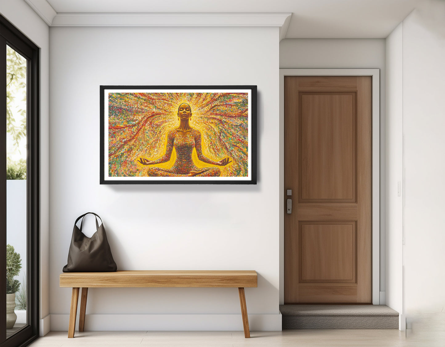 Golden Black Woman Meditation African American wall art view 71