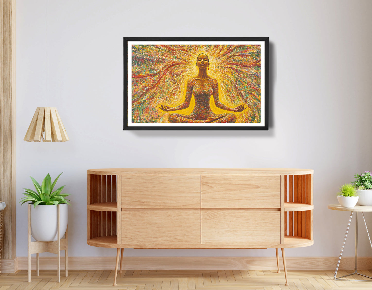 Golden Black Woman Meditation African American wall art view 68