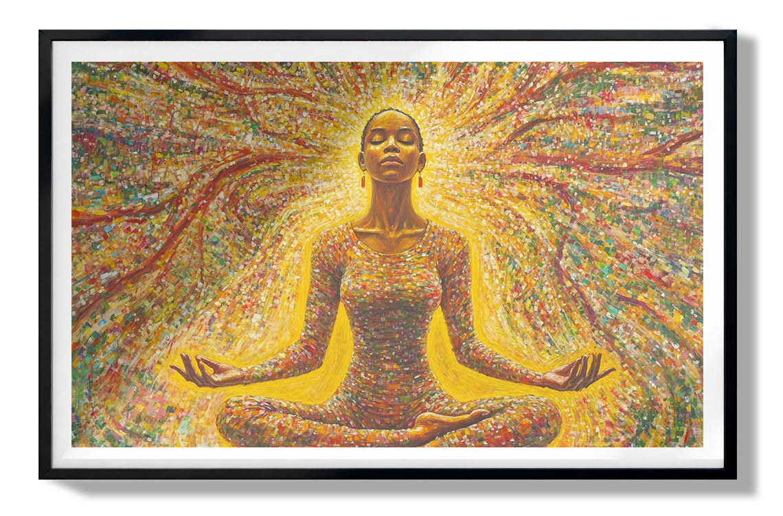 Golden Black Woman Meditation African American wall art view 67