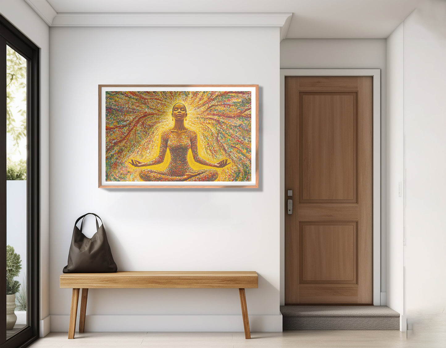 Golden Black Woman Meditation African American wall art view 83