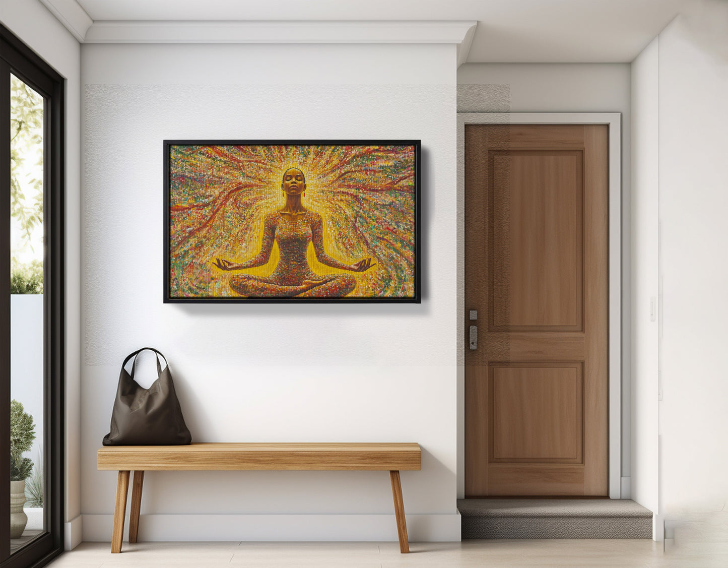 Golden Black Woman Meditation African American wall art view 29
