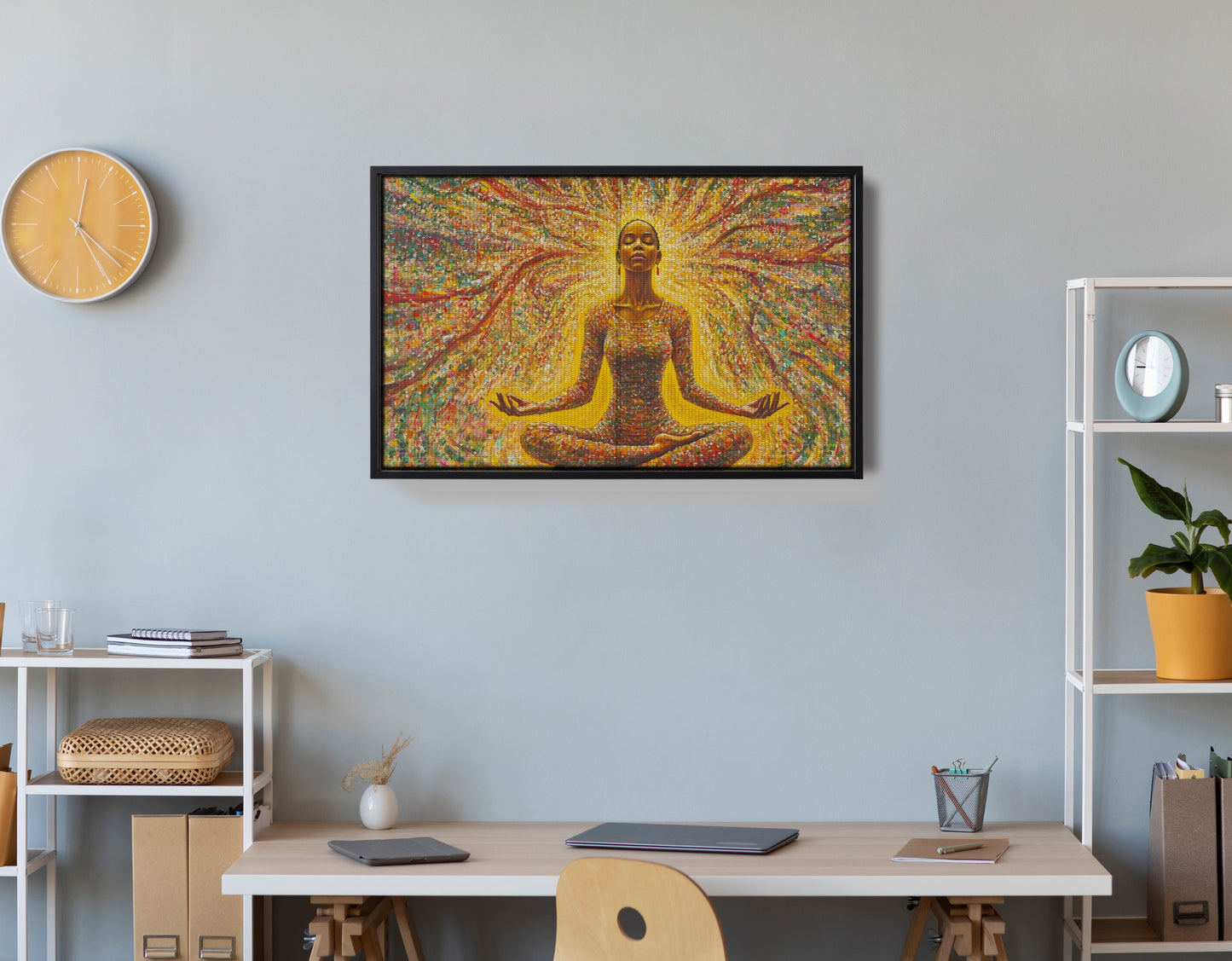 Golden Black Woman Meditation African American wall art view 30
