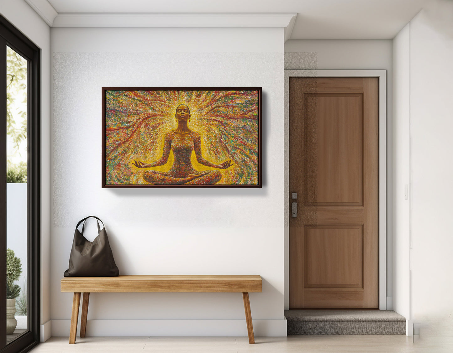 Golden Black Woman Meditation African American wall art view 35