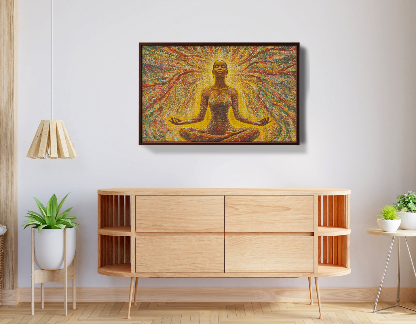 Golden Black Woman Meditation African American wall art view 32