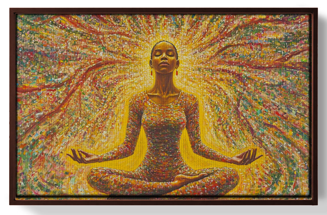 Golden Black Woman Meditation African American wall art view 31
