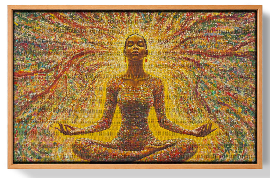 Golden Black Woman Meditation African American wall art view 43