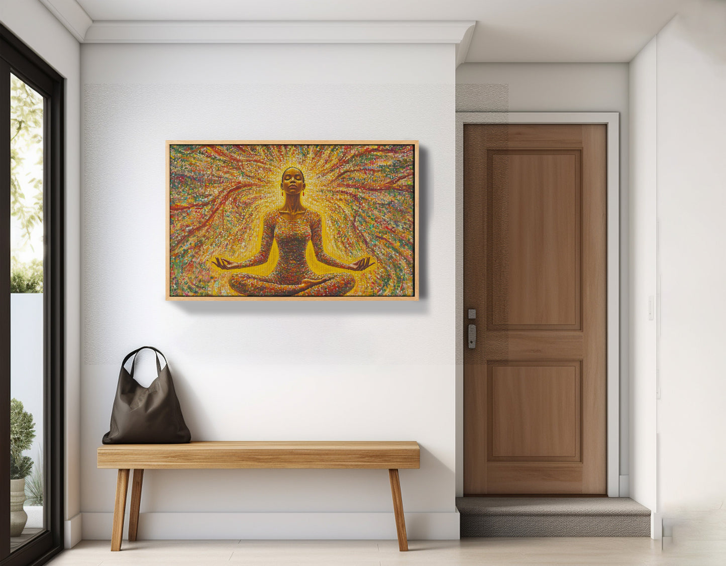 Golden Black Woman Meditation African American wall art view 53