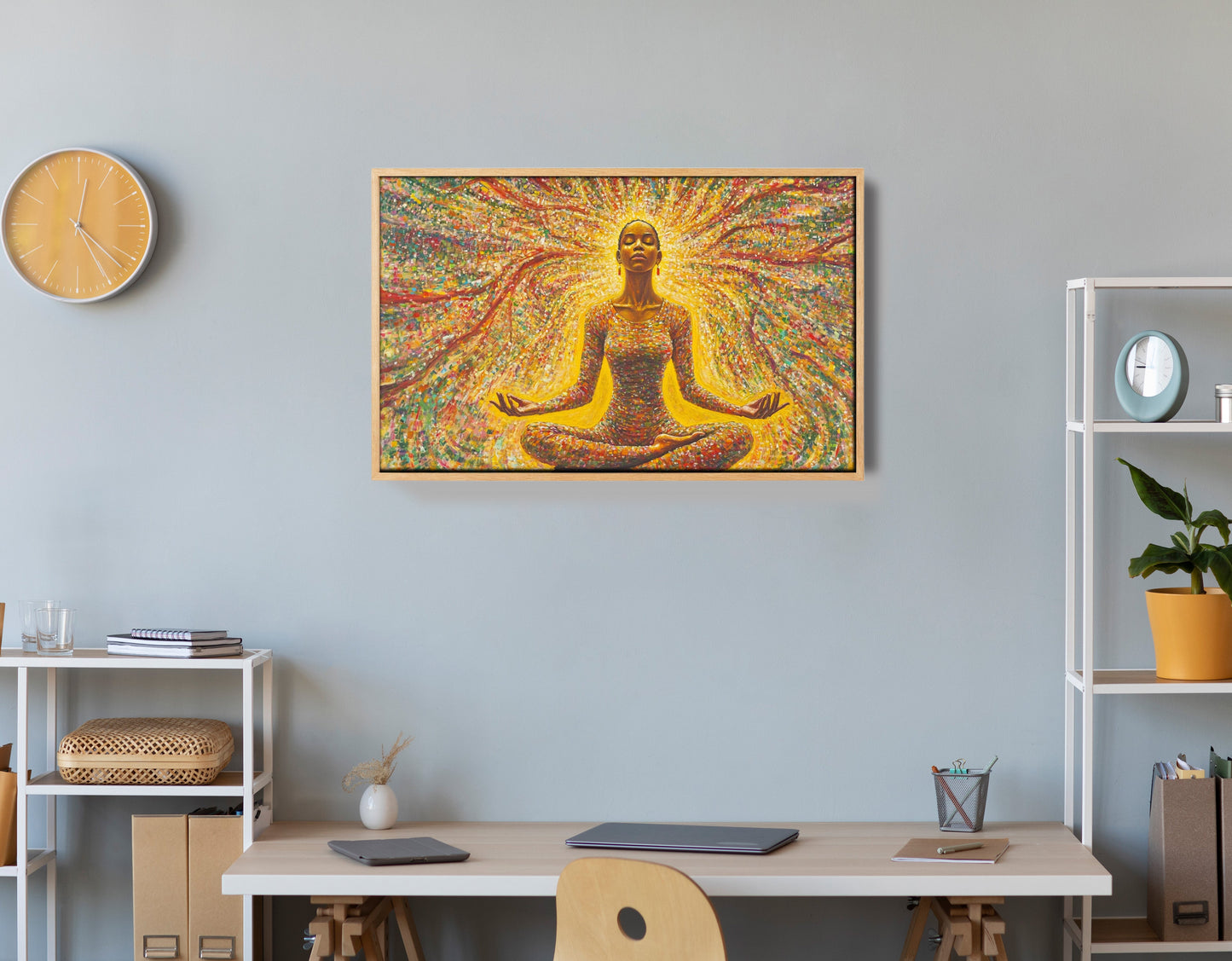 Golden Black Woman Meditation African American wall art view 54