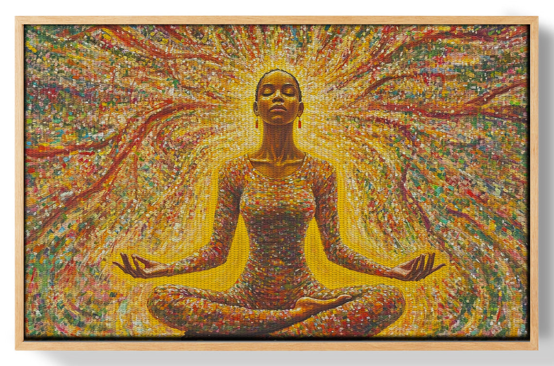 Golden Black Woman Meditation African American wall art view 49