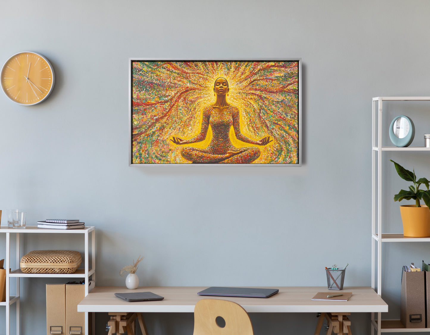 Golden Black Woman Meditation African American wall art view 60