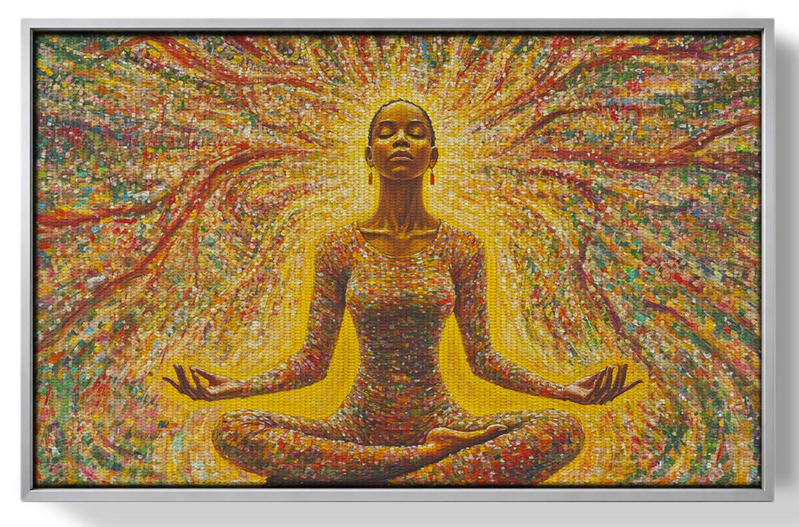 Golden Black Woman Meditation African American wall art view 55