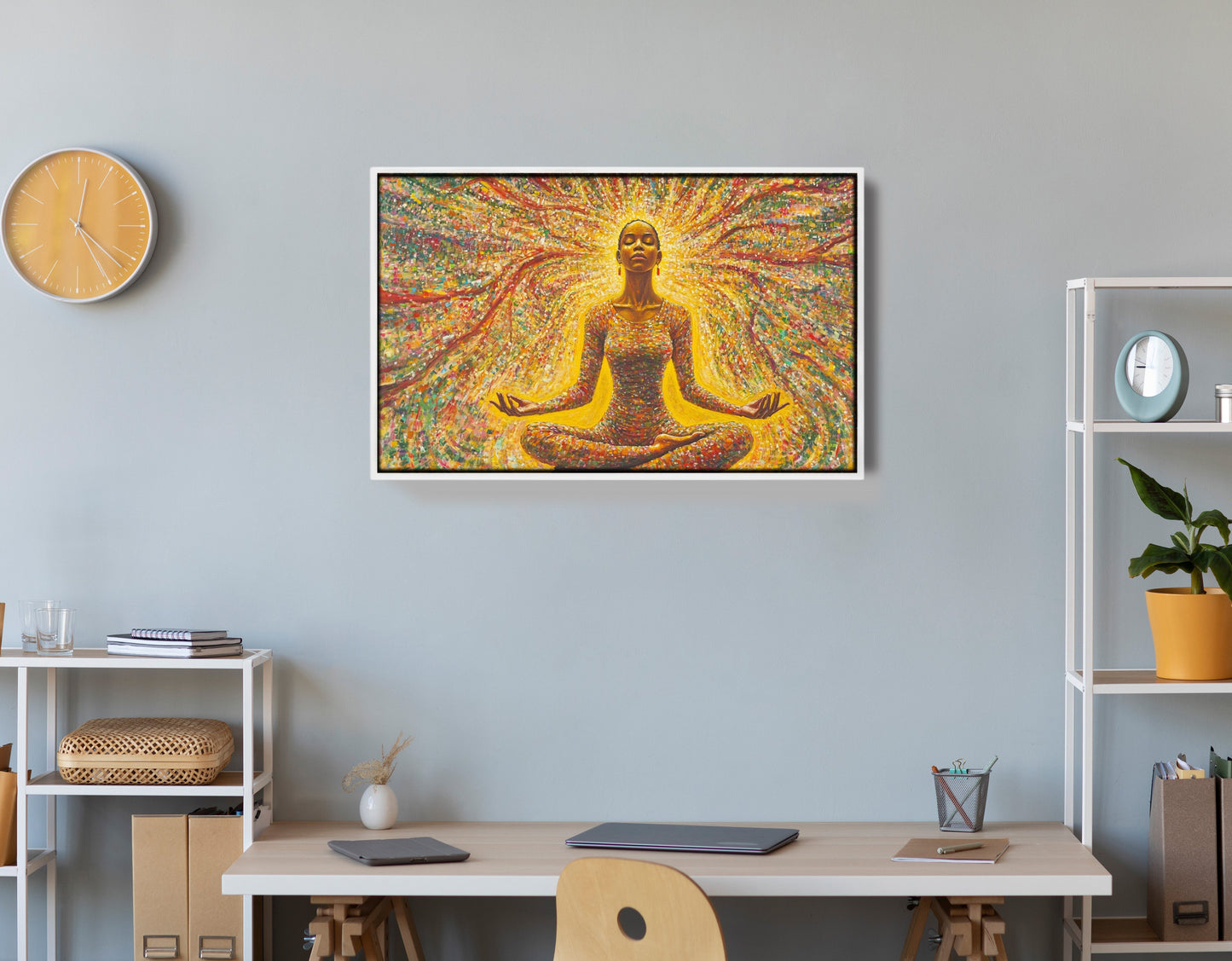 Golden Black Woman Meditation African American wall art view 66