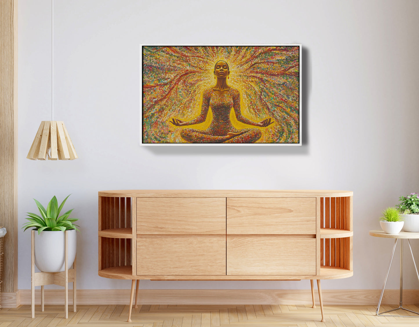 Golden Black Woman Meditation African American wall art view 62