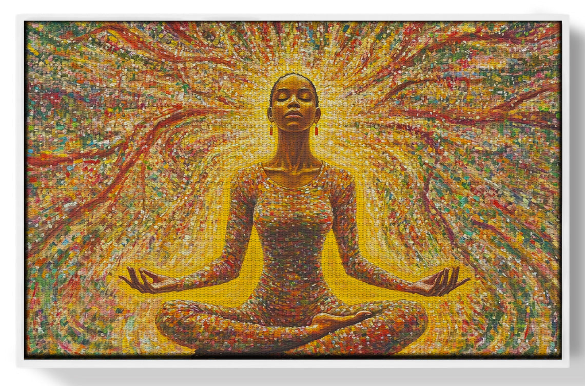 Golden Black Woman Meditation African American wall art view 61