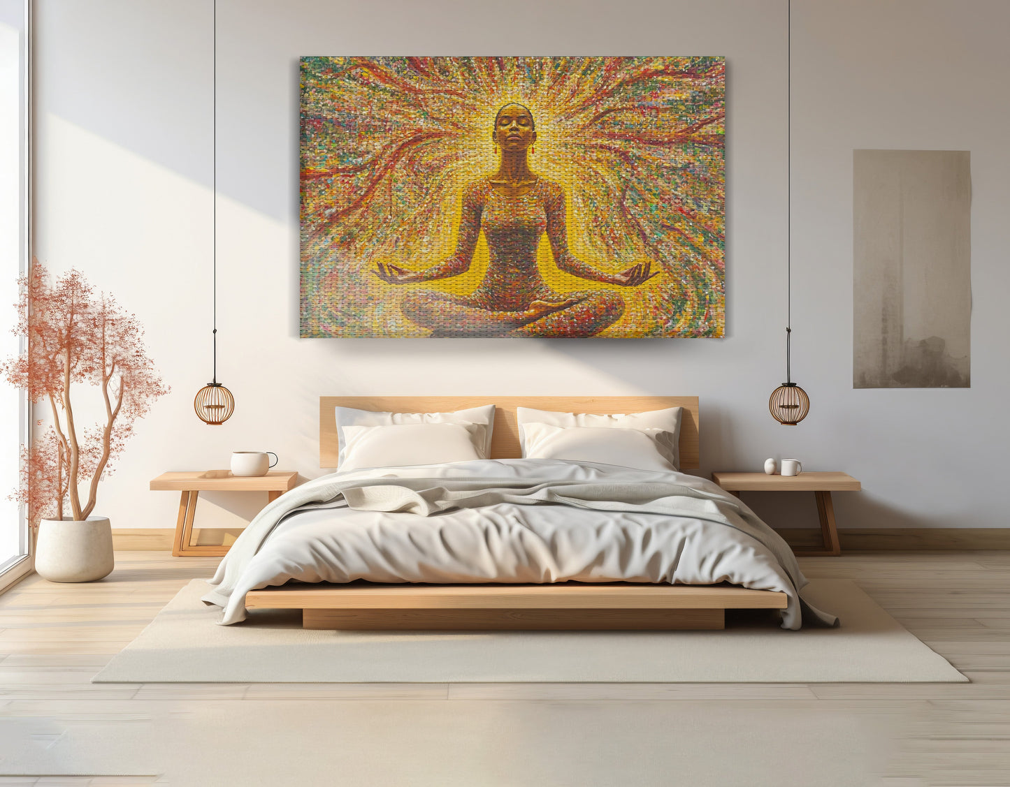 Golden Black Woman Meditation African American wall art view 15